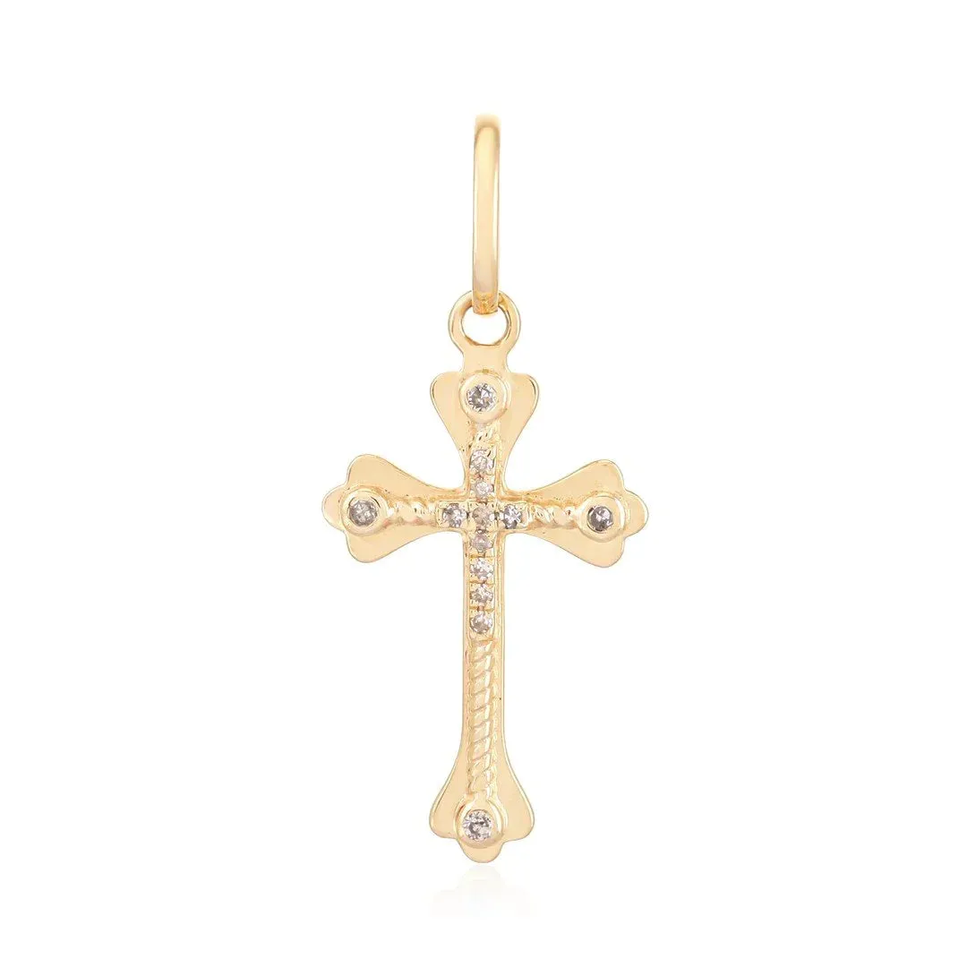 14K GOLD DIAMOND INTRICATE CROSS CHARM