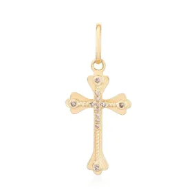 14K GOLD DIAMOND INTRICATE CROSS CHARM