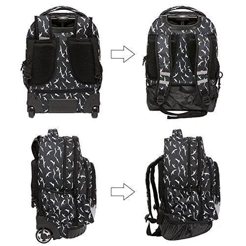 18 Inches Multi-Compartment Waterproof Wheeled Rolling Backpack For Girls Boys School Students