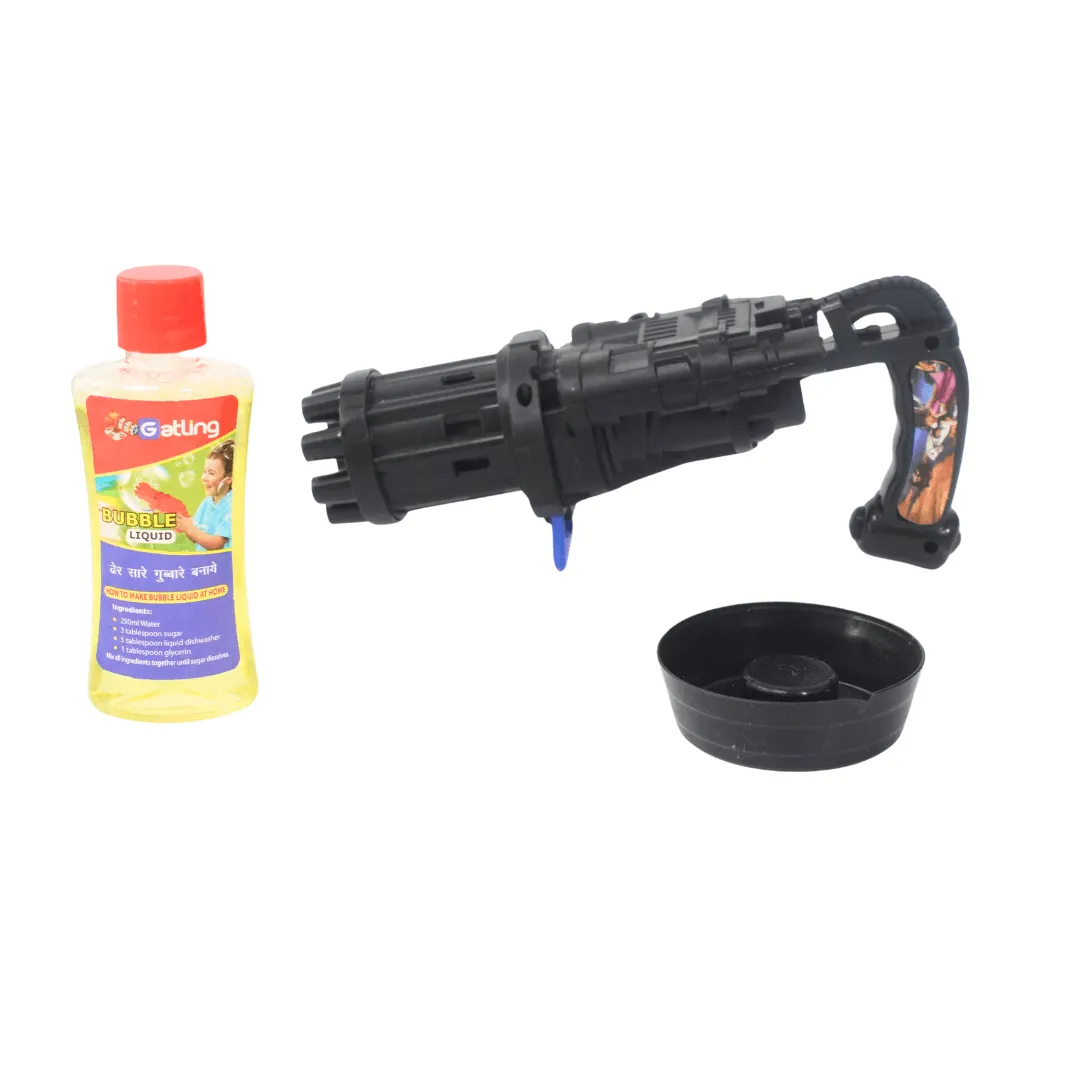 8 Hole Electric Gatling Bubble Gun for Kids with Soap Solution-1 Bubble Gun(Random colour will be send)