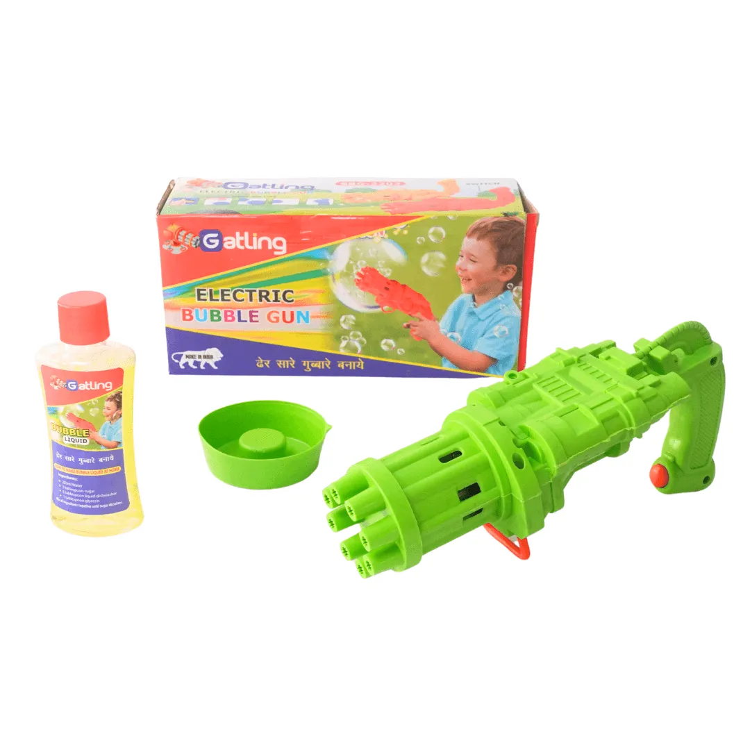 8 Hole Electric Gatling Bubble Gun for Kids with Soap Solution-1 Bubble Gun(Random colour will be send)