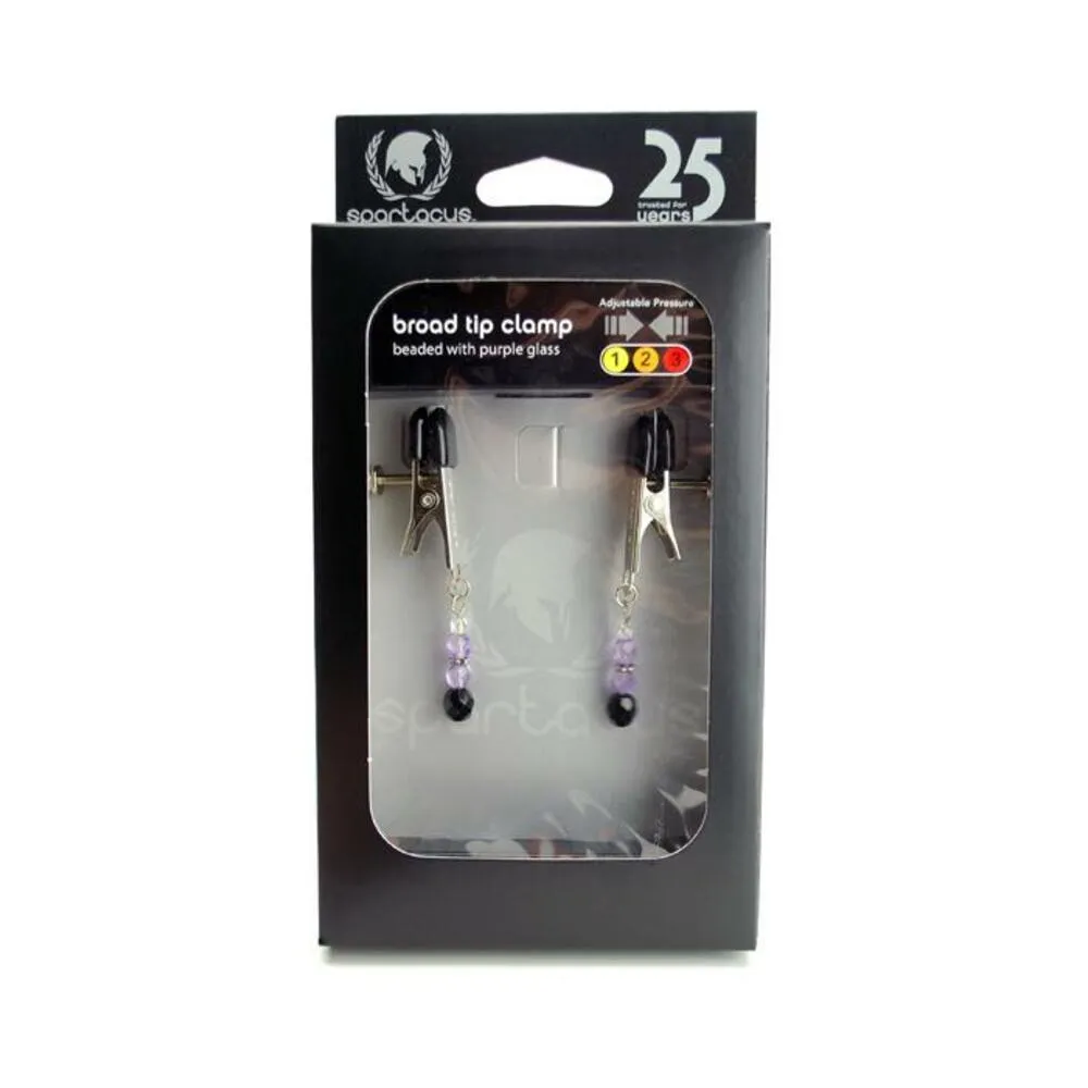 Adjustable Broad Tip Nipple Clamps W/Purple Beads