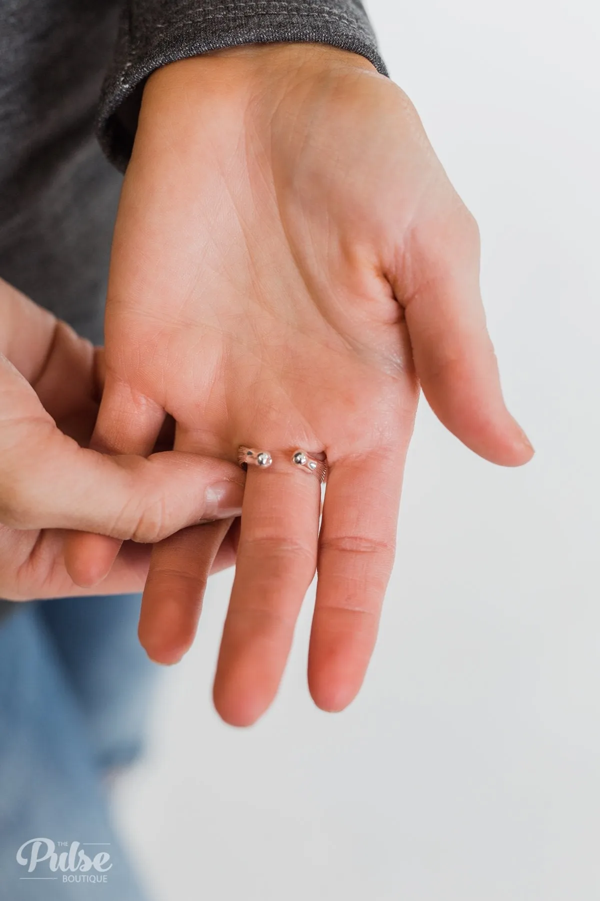 Adjustable Crystal Stone Ring- Charcoal