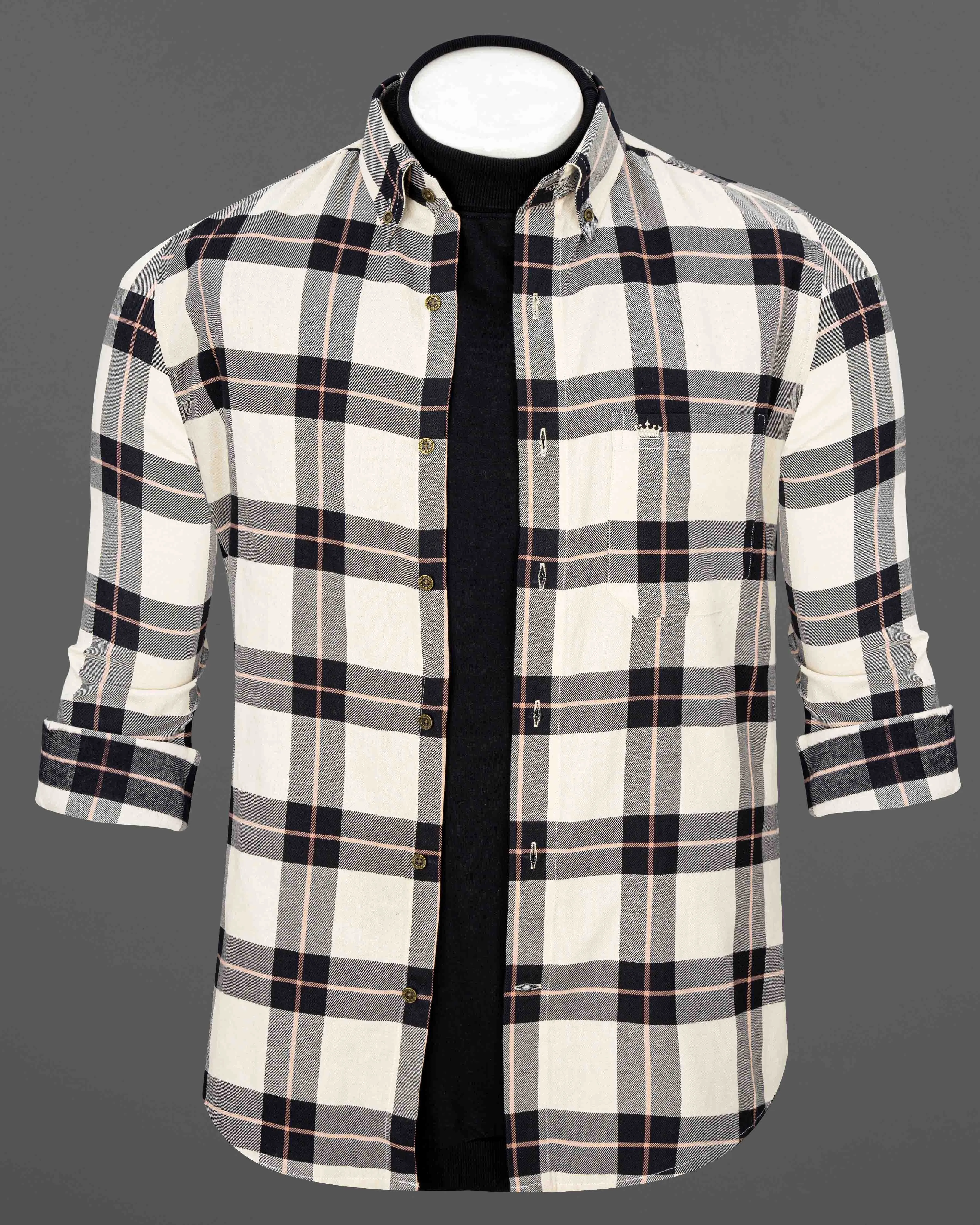 Albescent Twill Plaid Premium Cotton Shirt