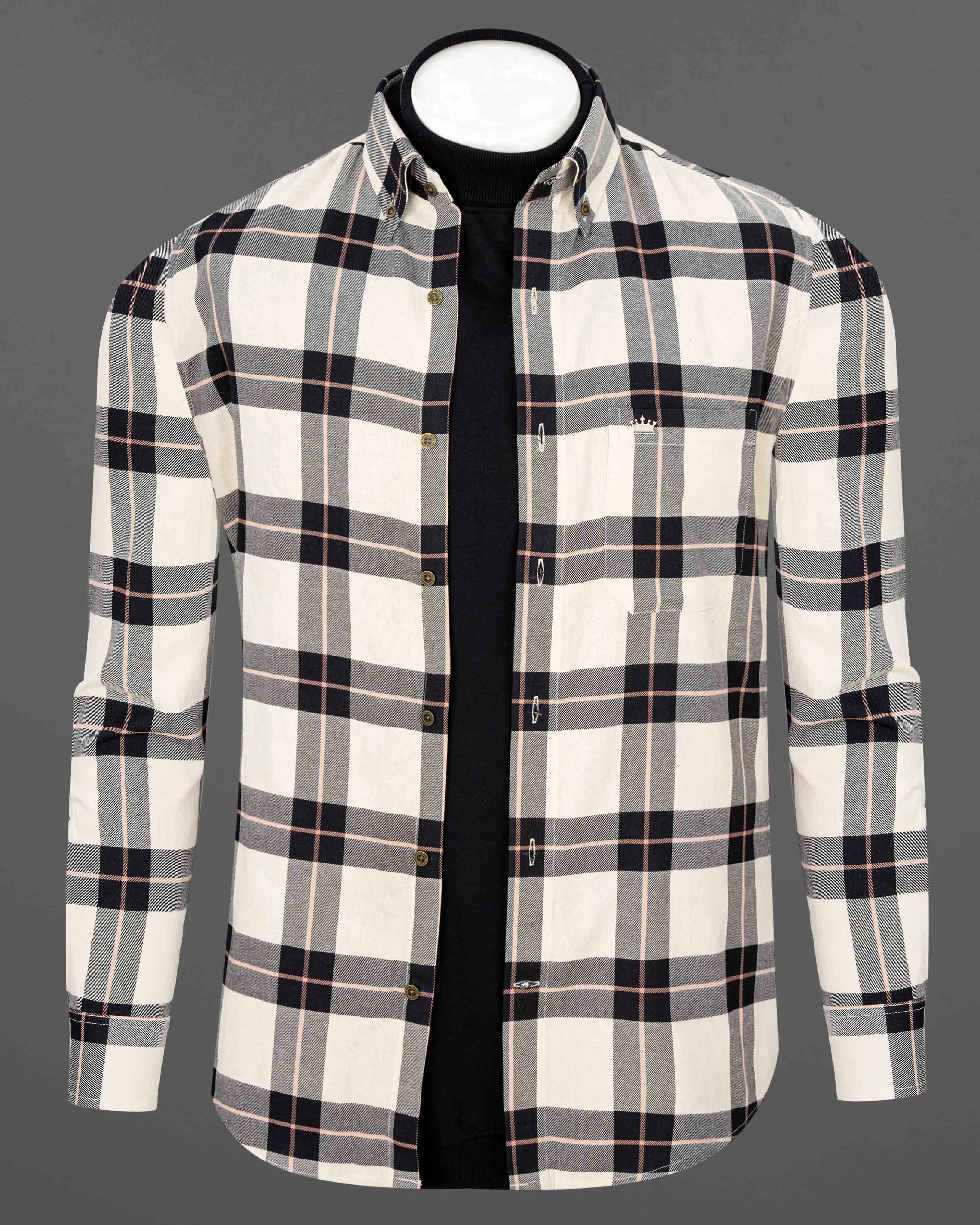 Albescent Twill Plaid Premium Cotton Shirt