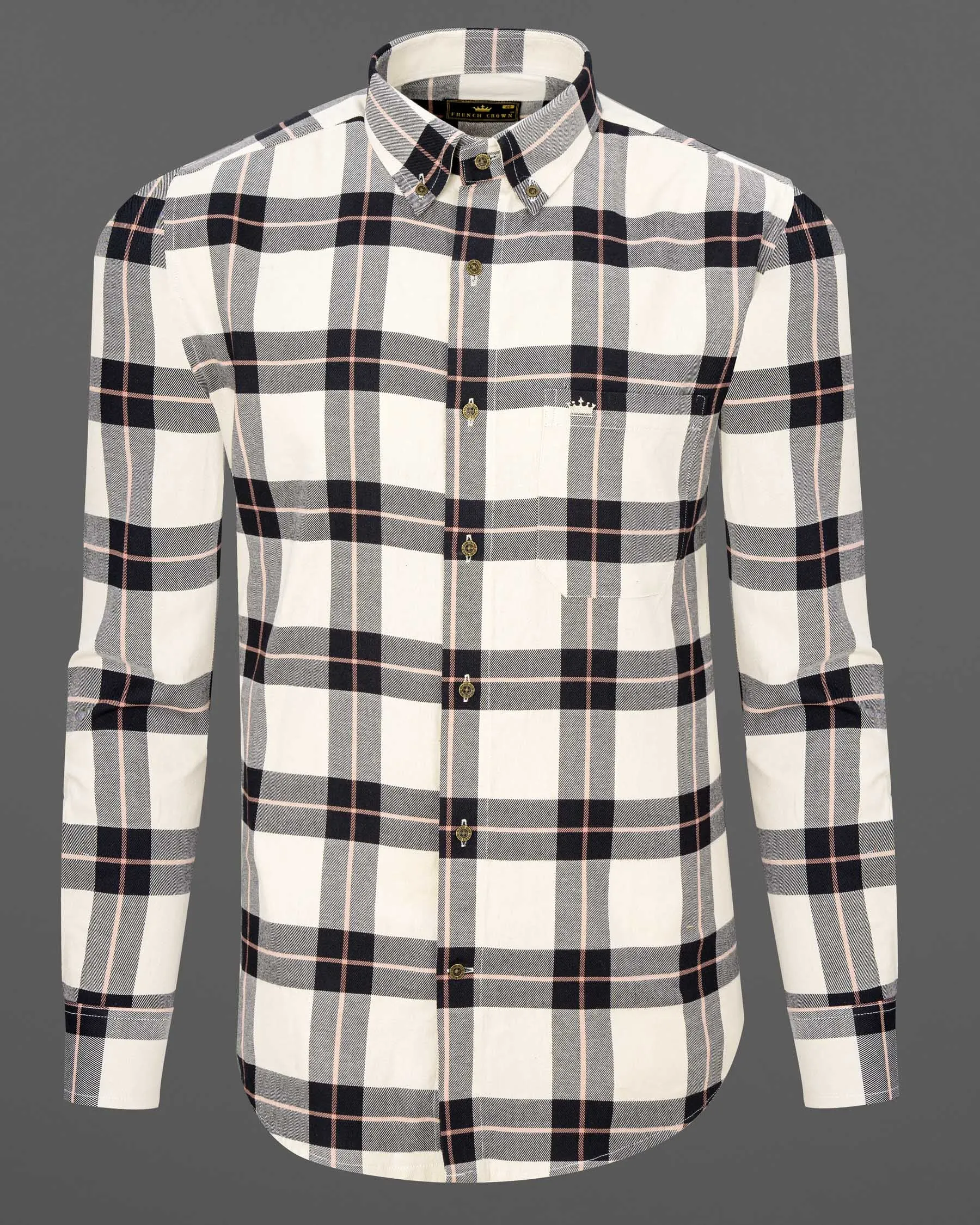 Albescent Twill Plaid Premium Cotton Shirt