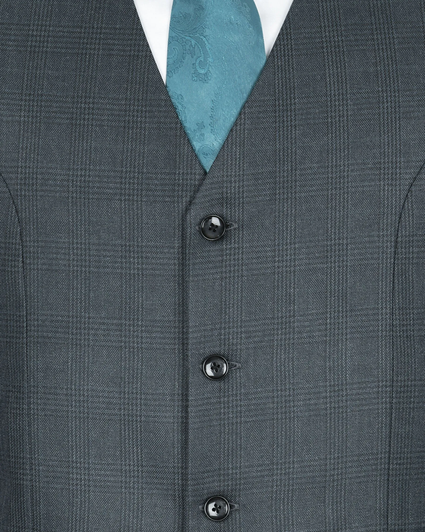 Anchor Grey Plaid Wool Blend Rich Waistcoat