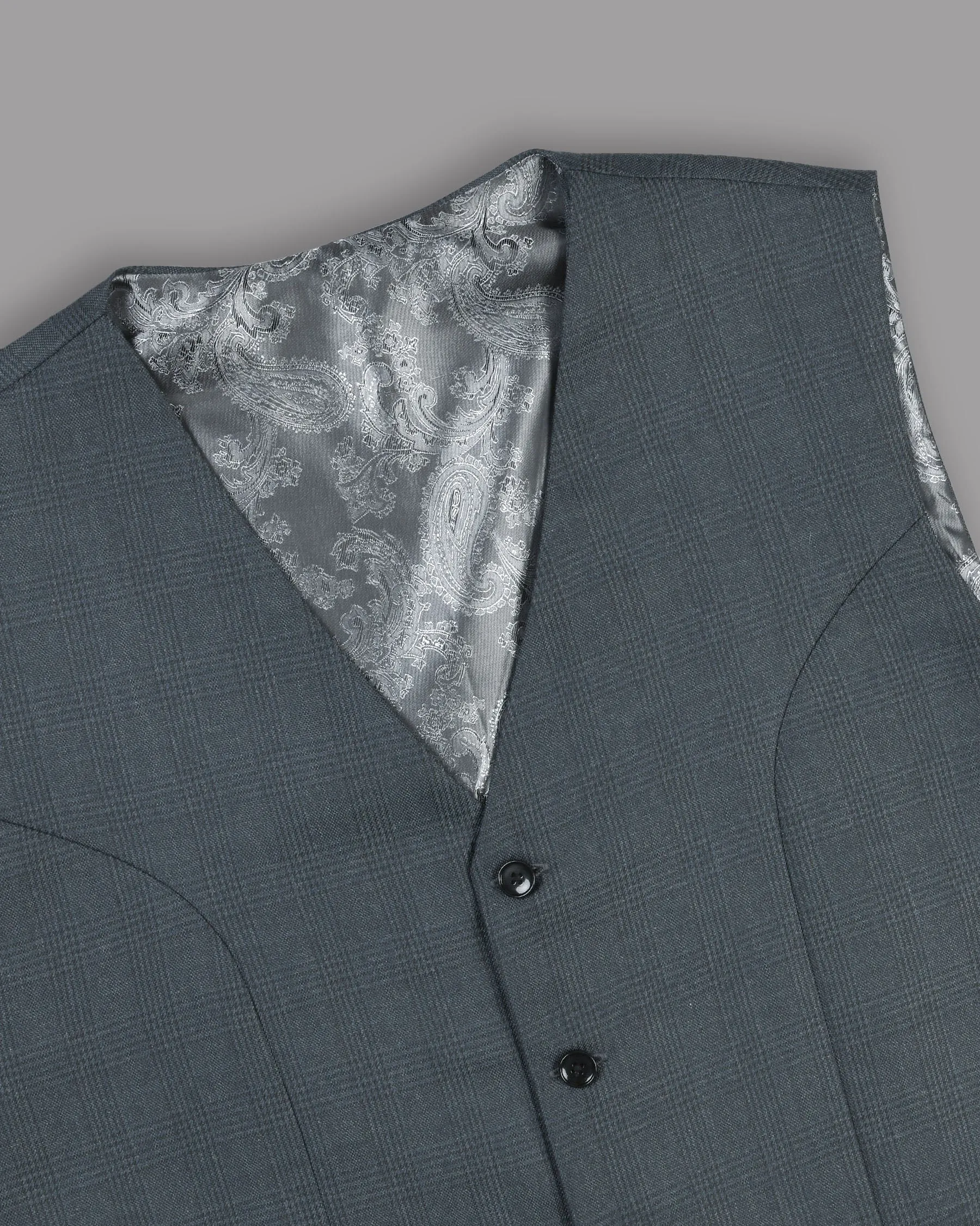 Anchor Grey Plaid Wool Blend Rich Waistcoat