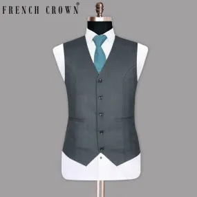 Anchor Grey Plaid Wool Blend Rich Waistcoat