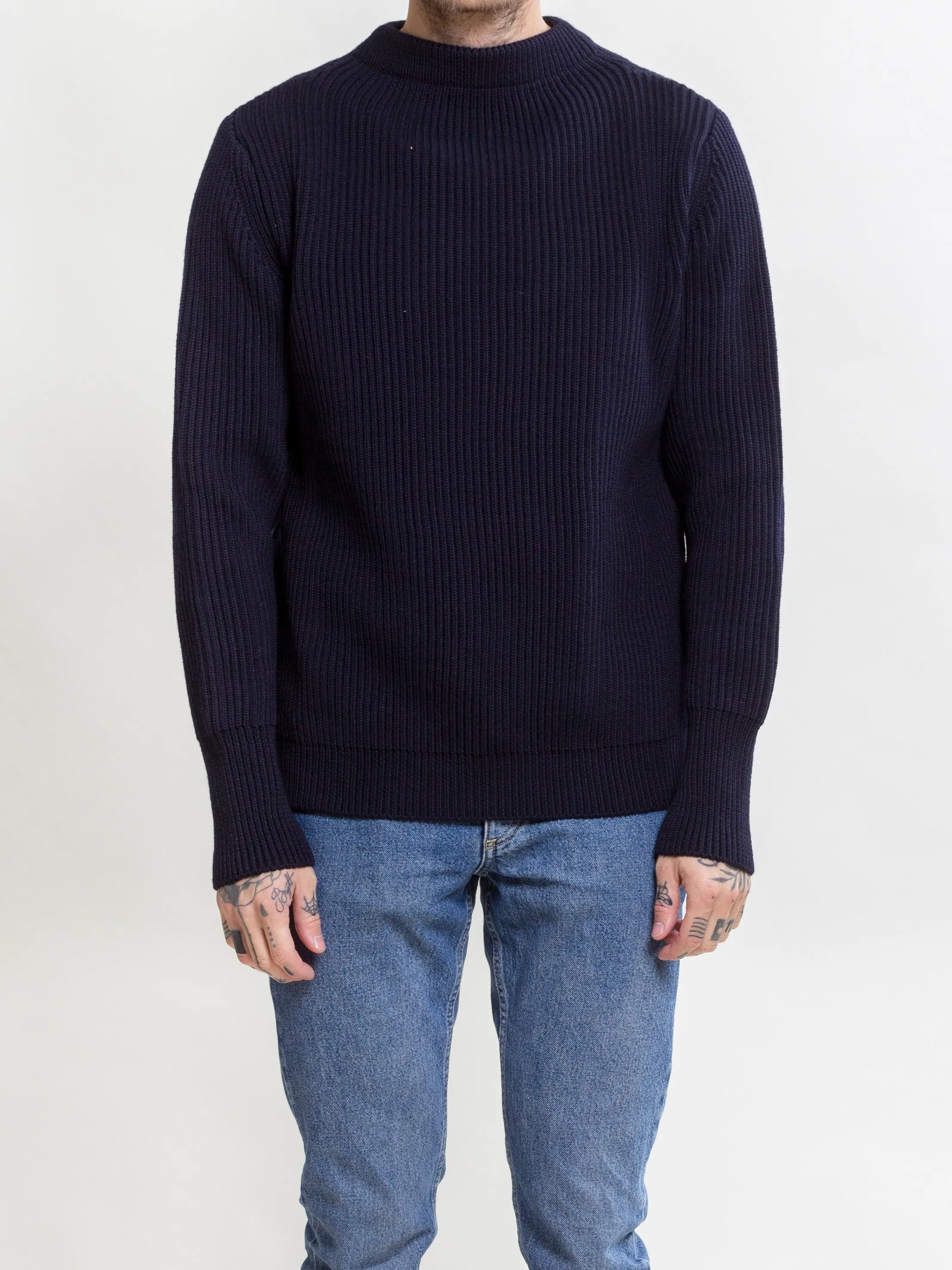 Andersen-Andersen, Navy Crewneck, Navy Blue