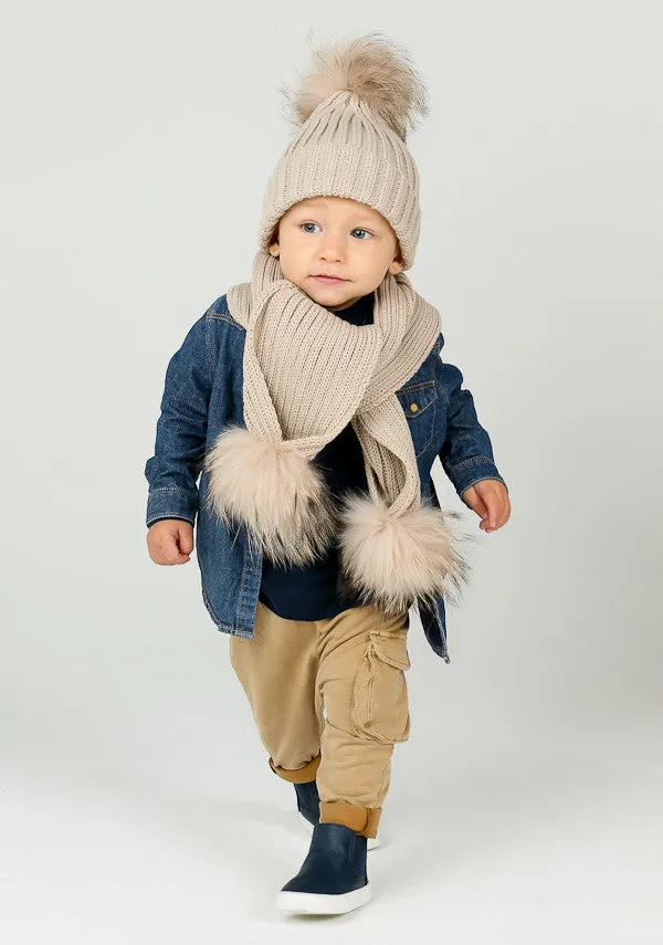 Beige Oat PomPom Hat