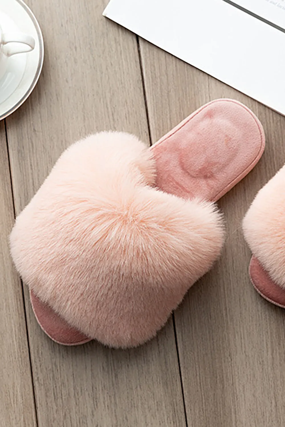 Black Fur Slide Slippers