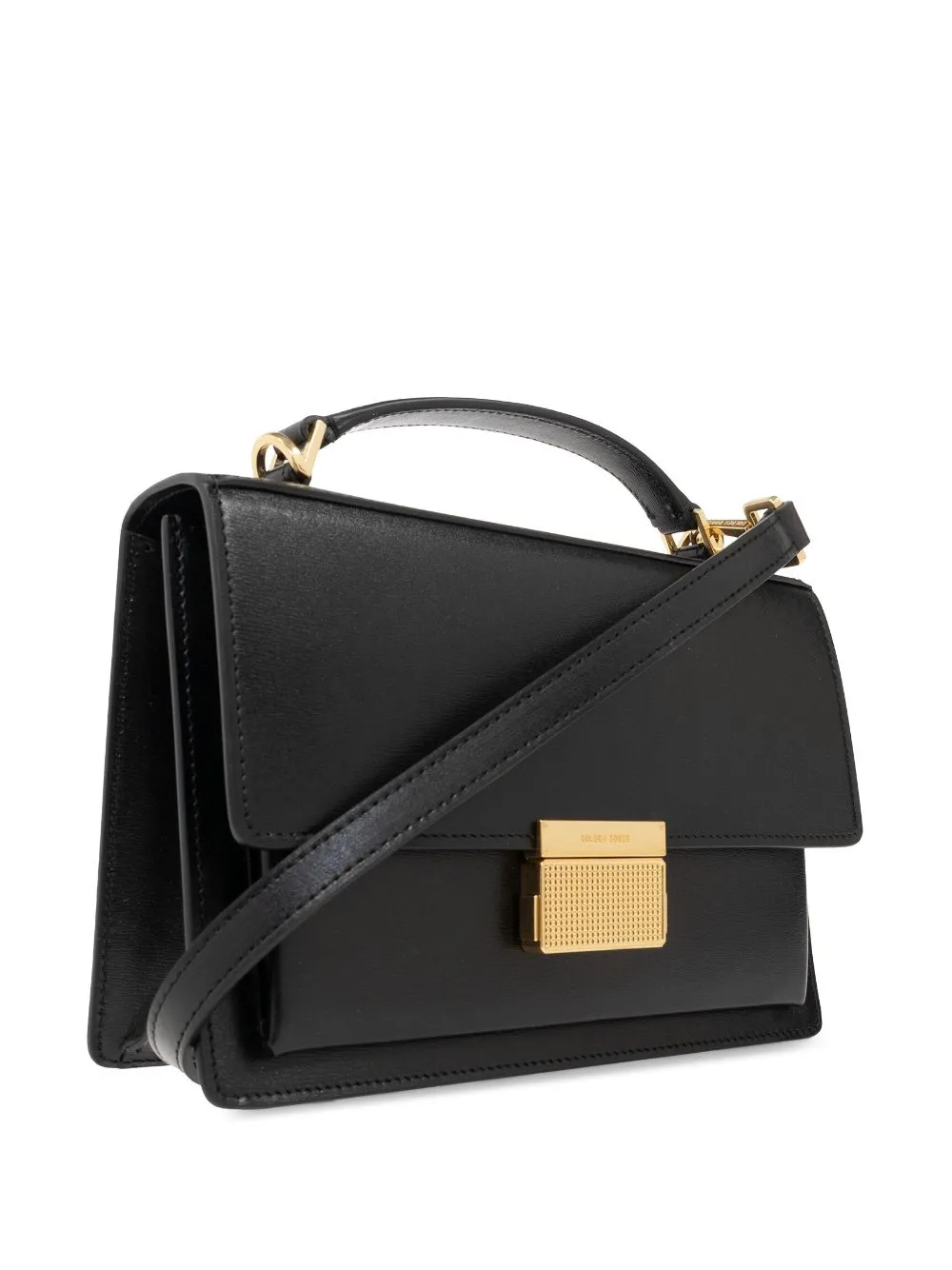 BLACK LEATHER BAG WITH GOLD HARDWARE