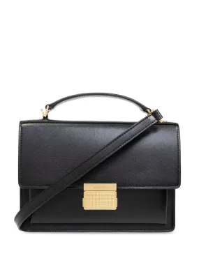 BLACK LEATHER BAG WITH GOLD HARDWARE