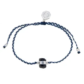 BLACK TOURMALINE CRYSTAL BRACELET - BLUE & WHITE - SILVER