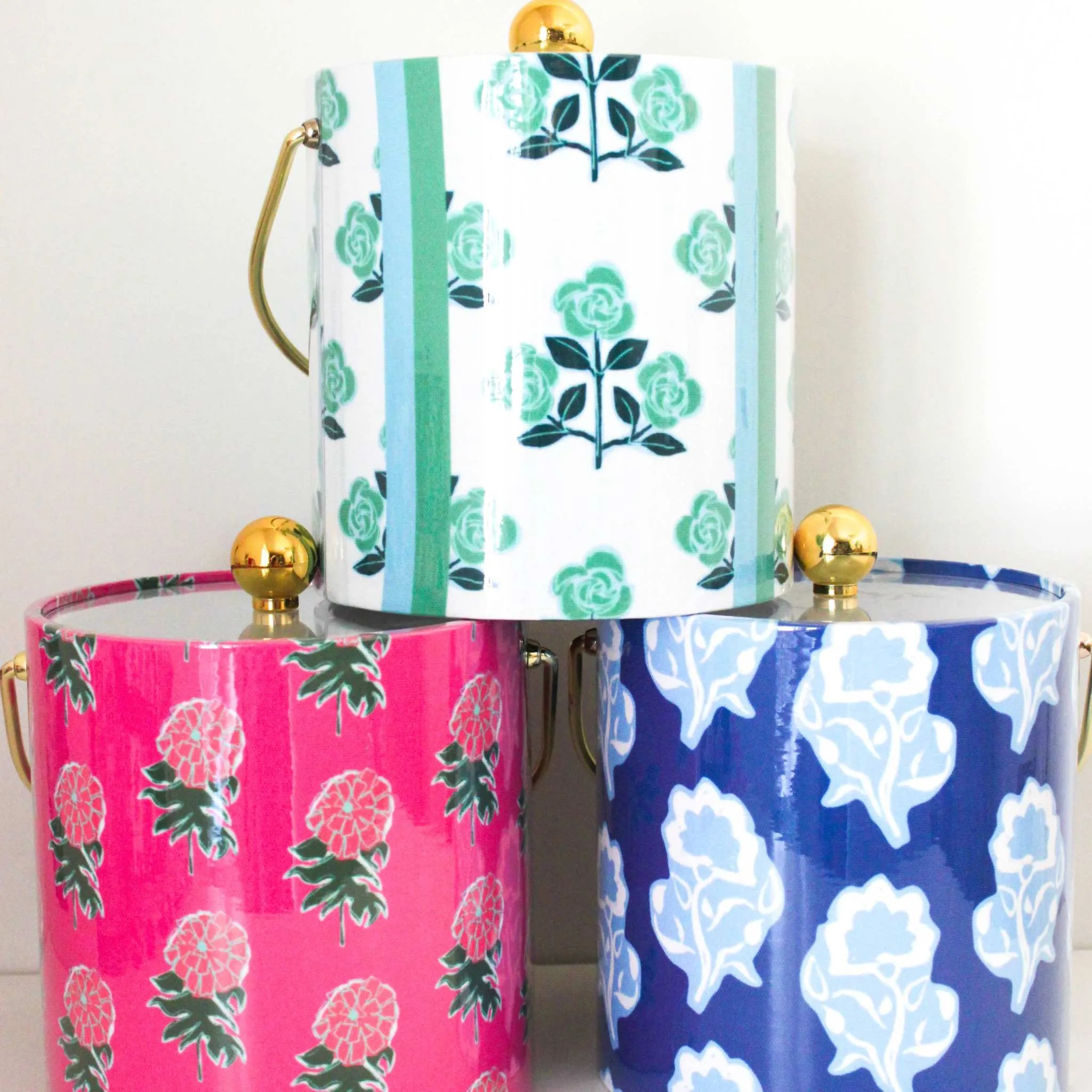 Block Print Ice Buckets - Betty Green