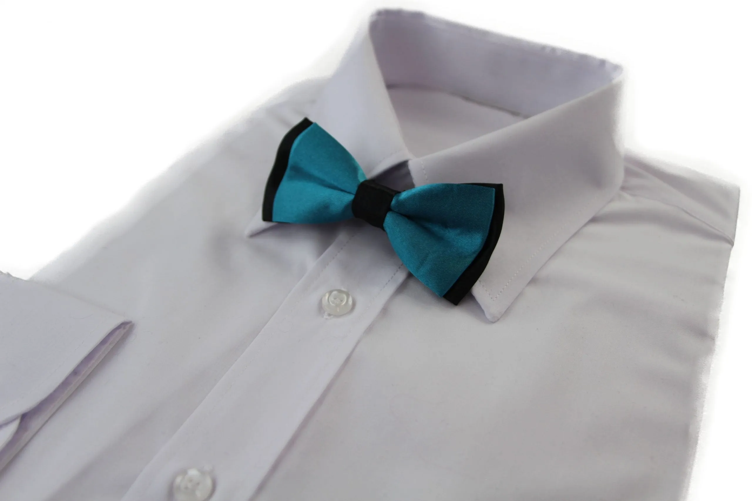 Boys Teal Two Tone Layer Bow Tie