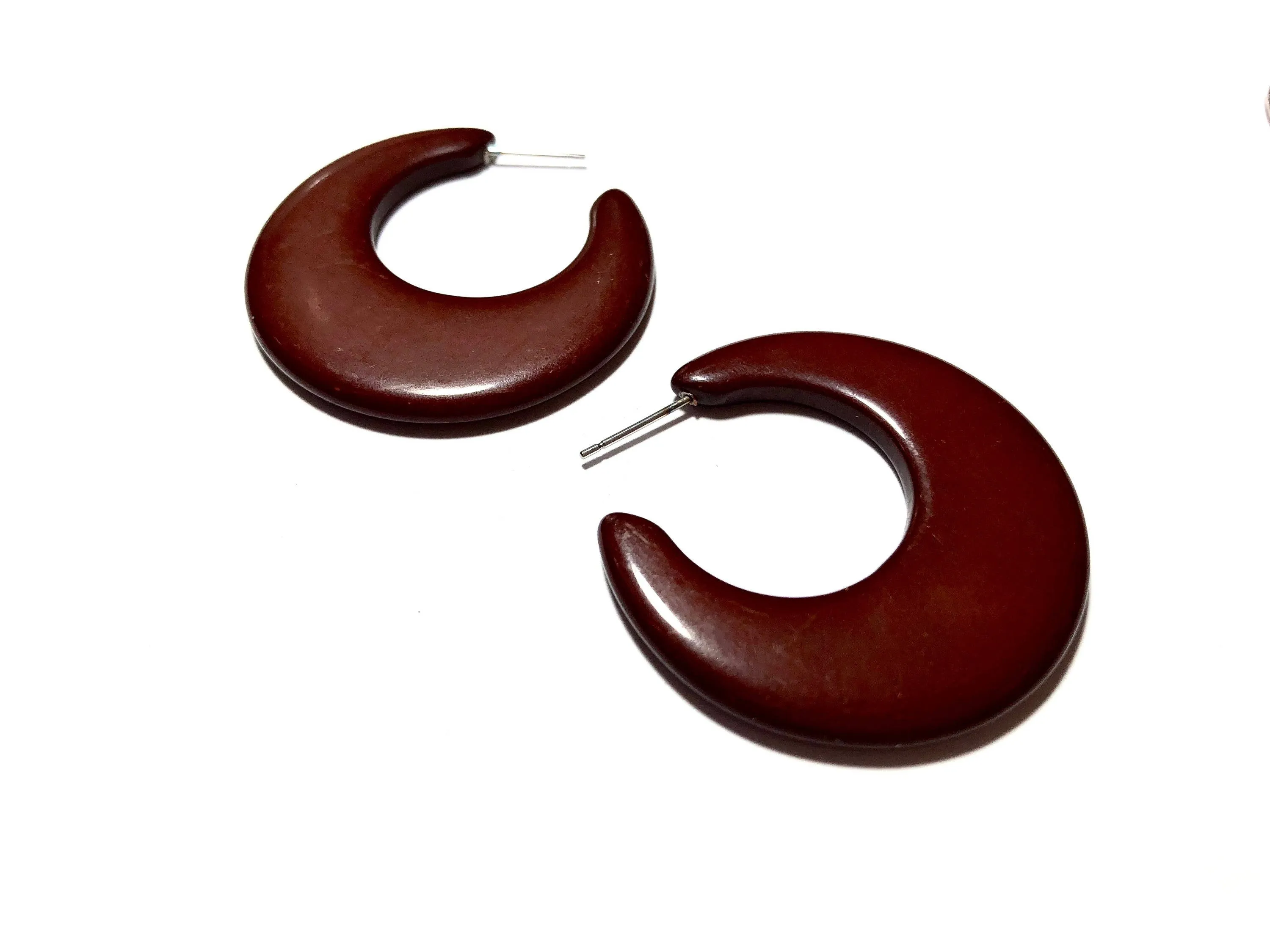 Brown Mod Go Go Lucite Hoop Earrings