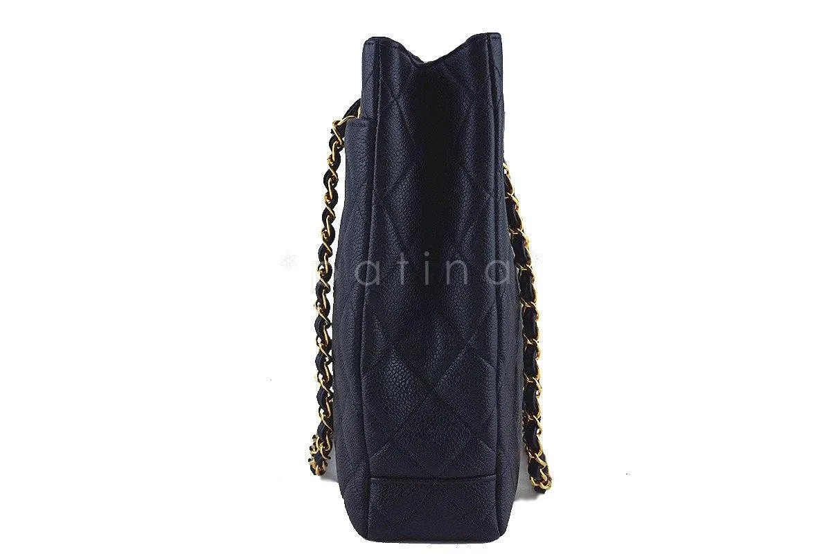 Chanel Black Caviar Classic Quilted Shopper Tote Bag