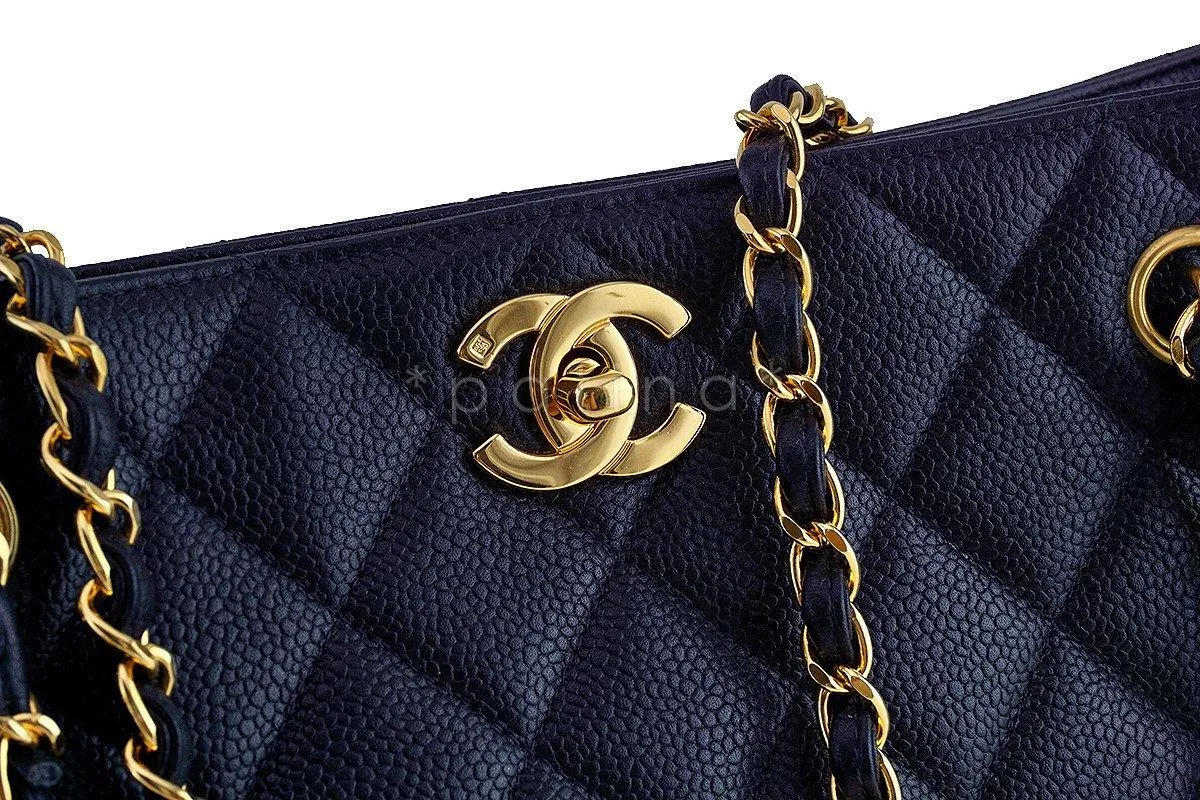 Chanel Black Caviar Classic Quilted Shopper Tote Bag