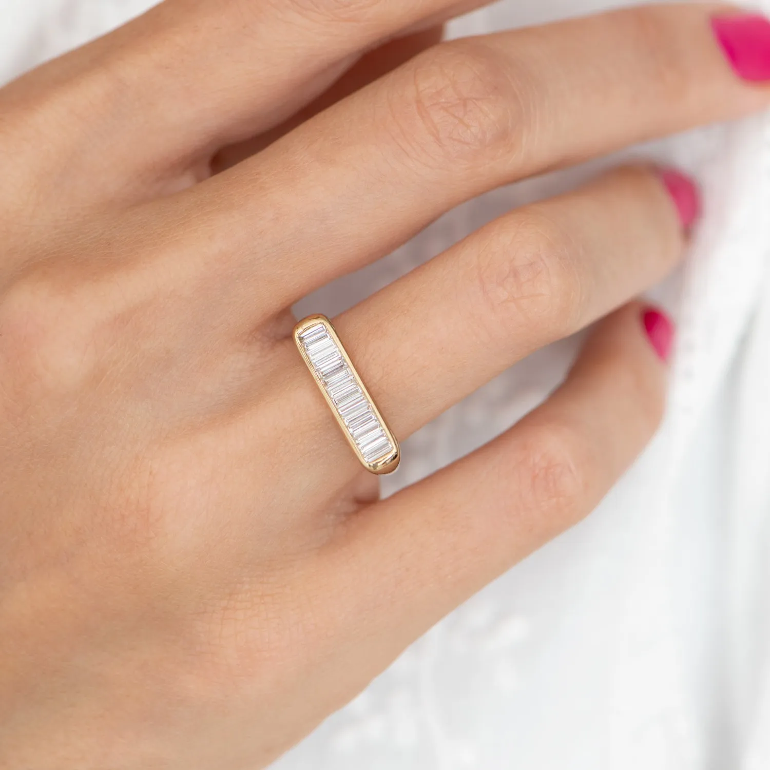 Channel Statement Ring with Baguette Cut Diamonds