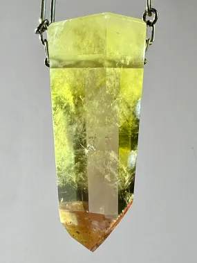 Citrine Quartz  (from Citralina Brazil)with Lithium Inclusions Crystal Necklace