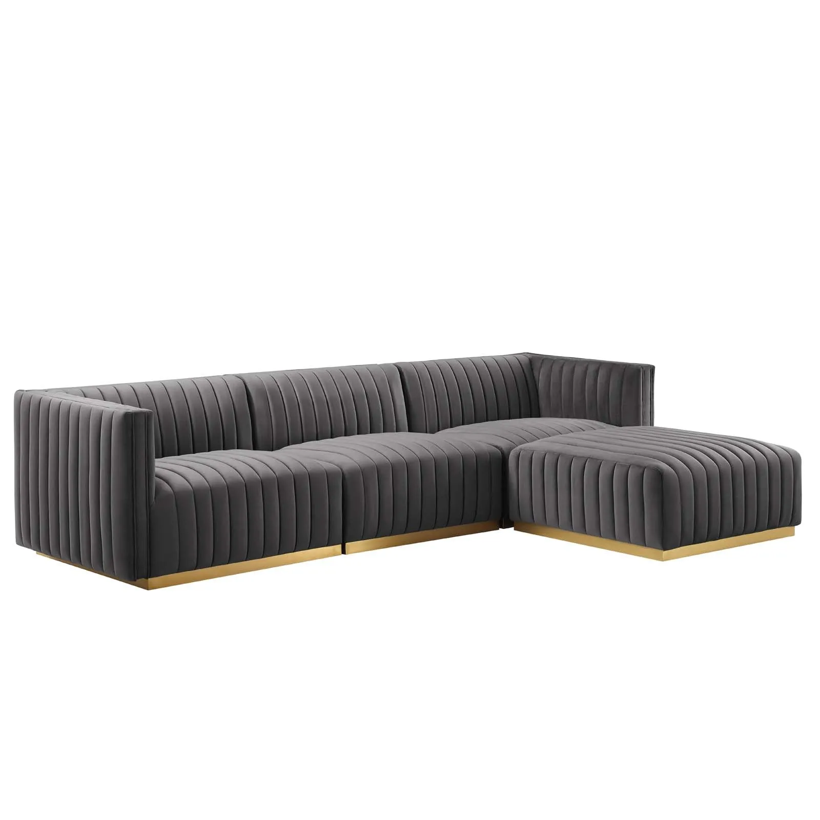 Conjure Channel Tufted Performance Velvet 4-Piece Sectional by Modway