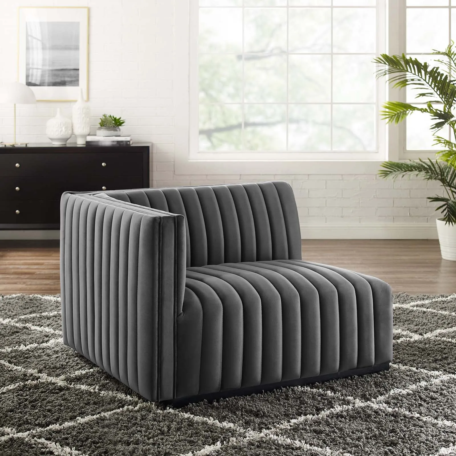 Conjure Channel Tufted Performance Velvet Left-Arm Chair by Modway