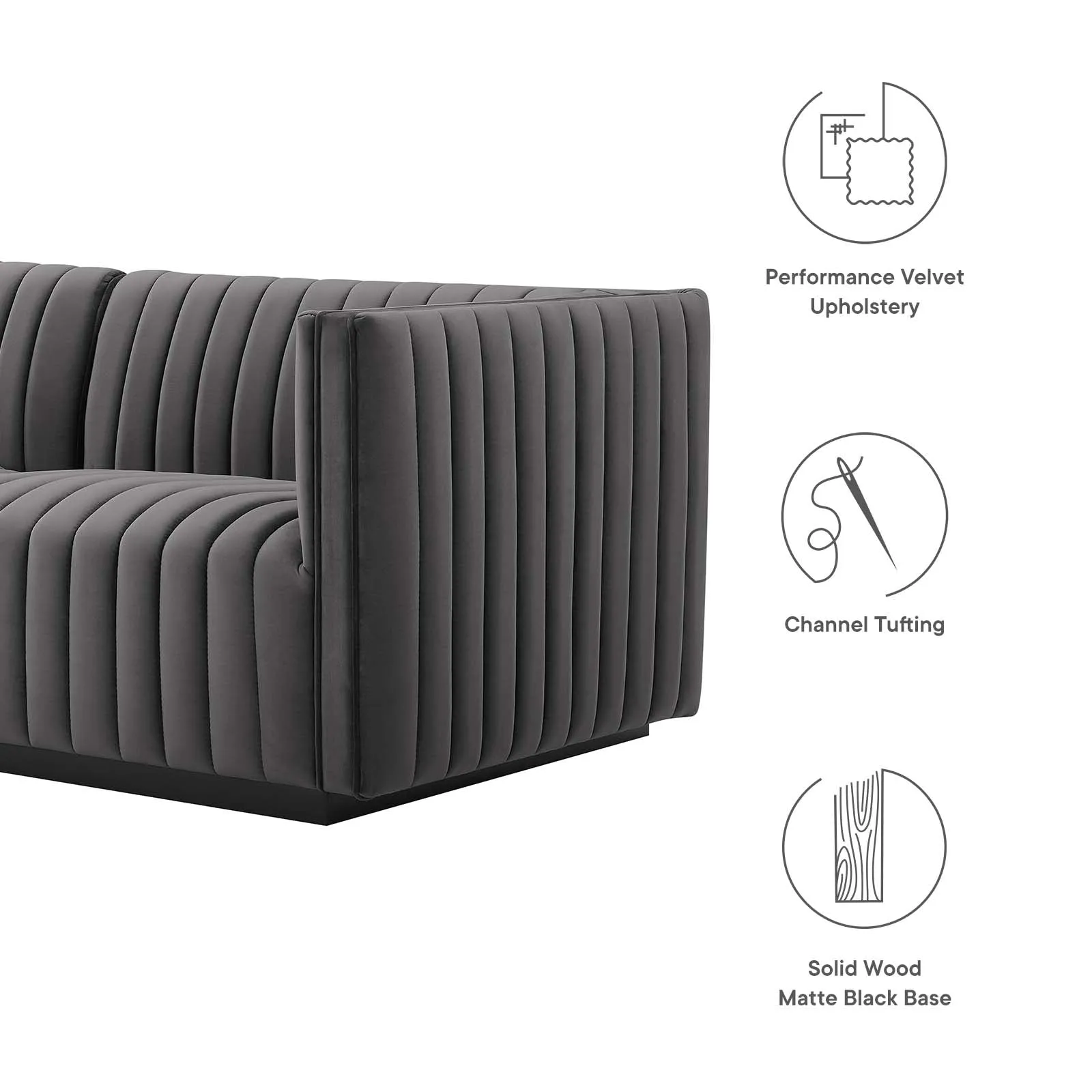 Conjure Channel Tufted Performance Velvet Sofa by Modway