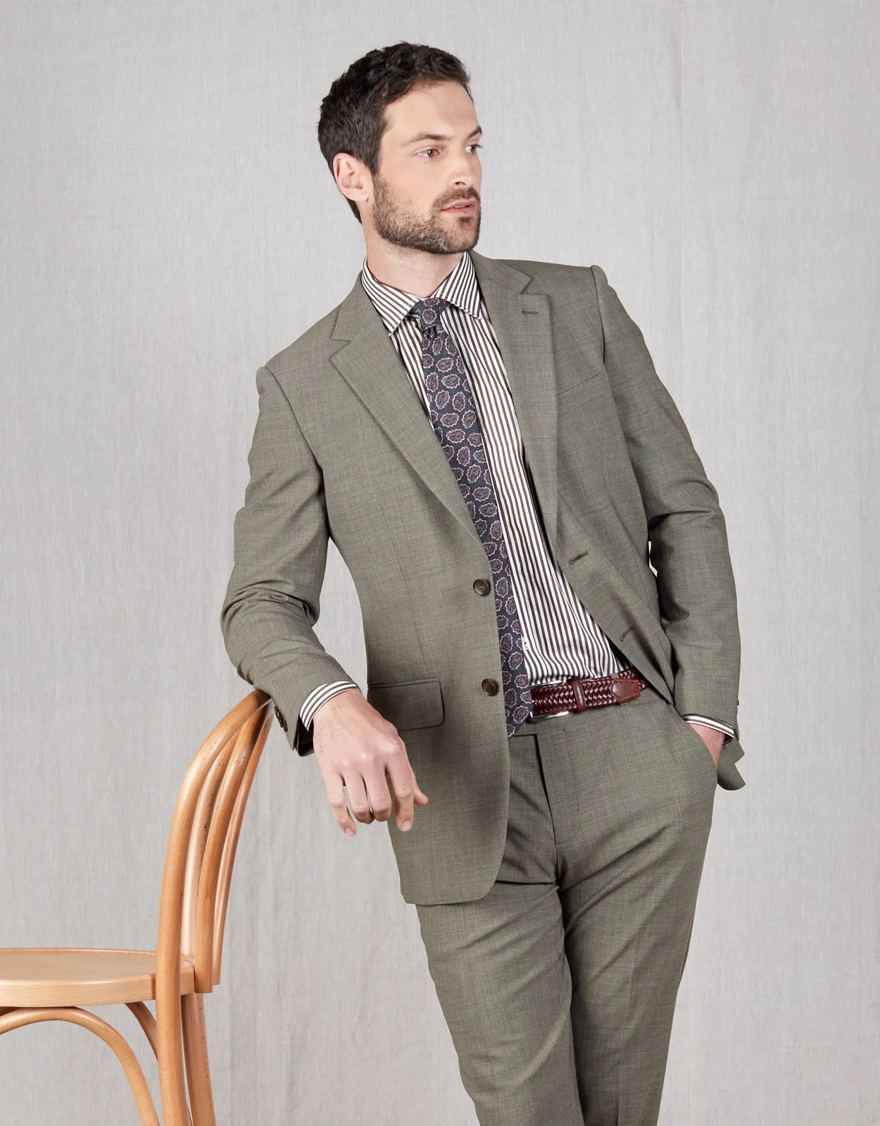 Cooper Brown Textured Stretch Two Piece Suit