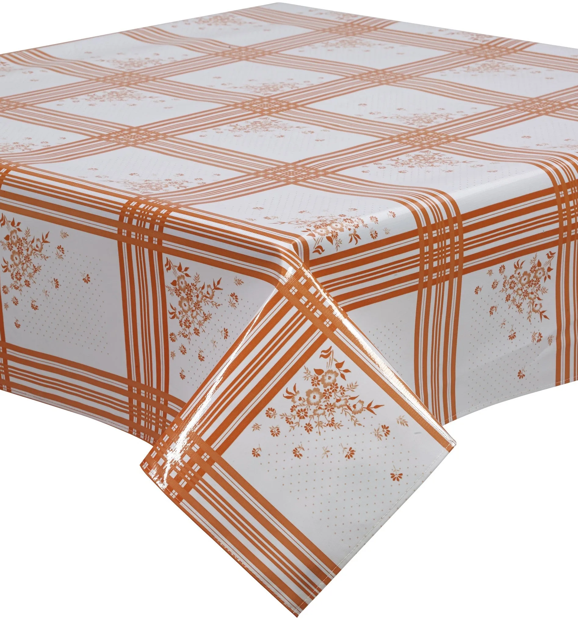 Corn Flower Orange Oilcloth Tablecloth