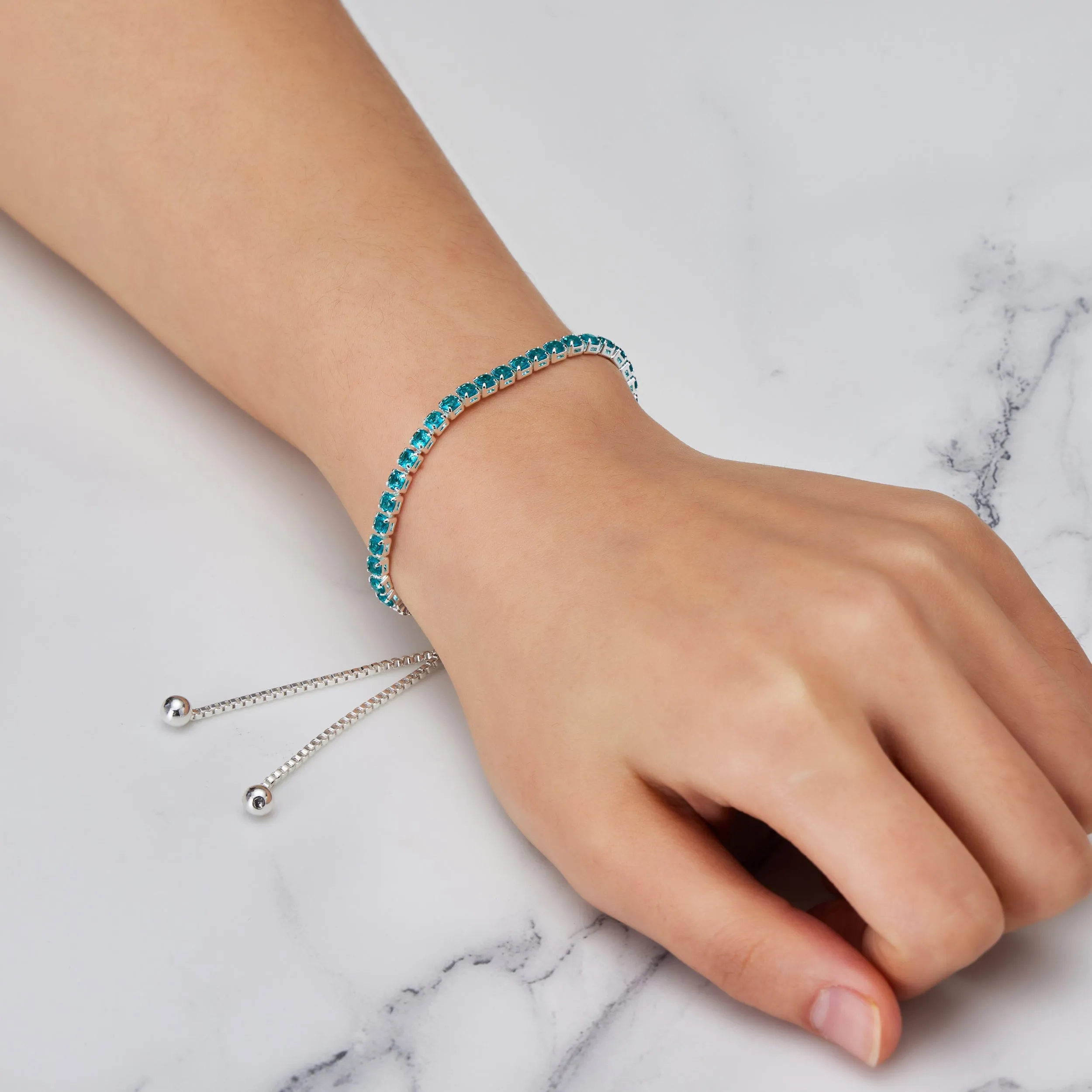 December Birthstone Friendship Bracelet with Blue Topaz Zircondia® Crystals