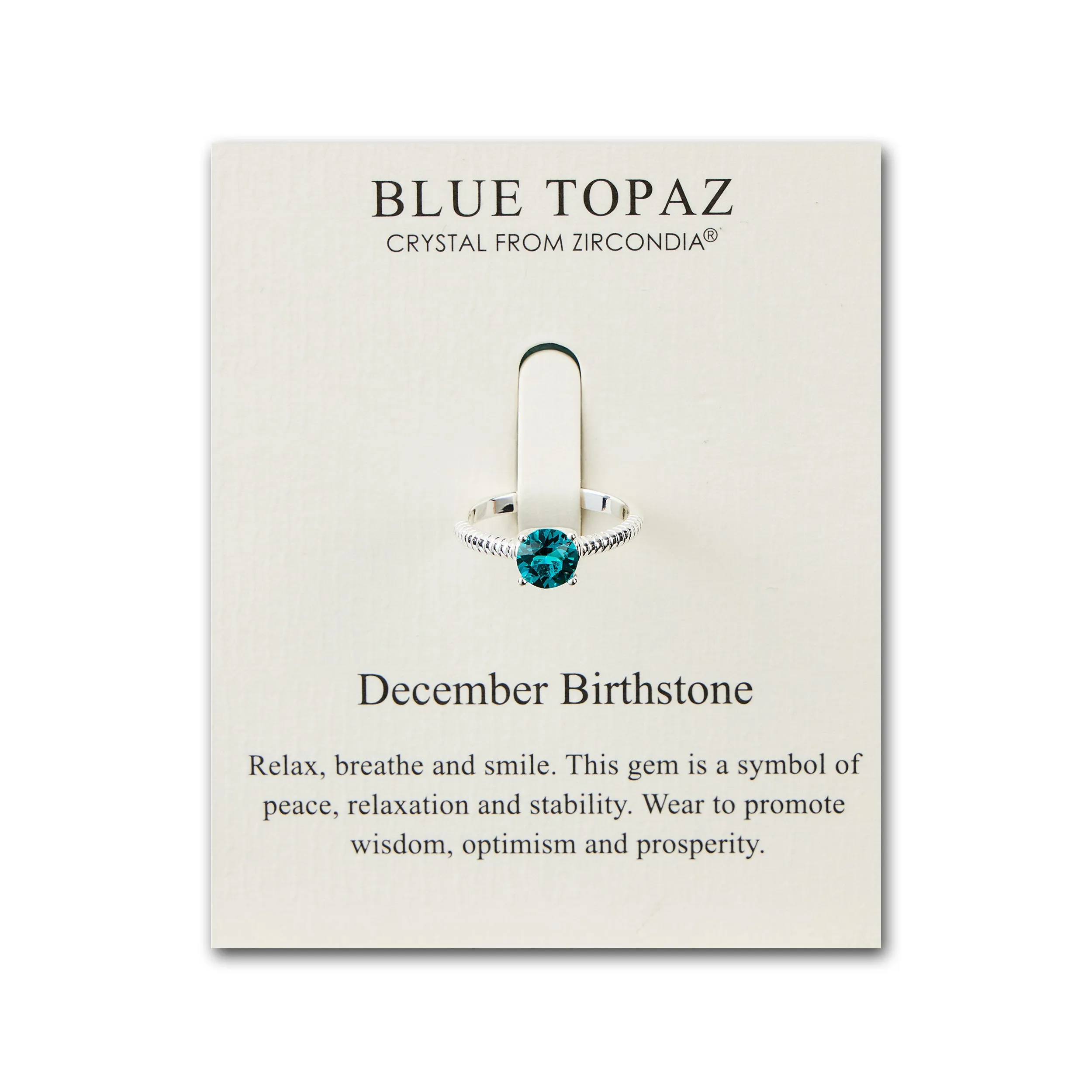 December (Blue Topaz) Adjustable Birthstone Ring Created with Zircondia® Crystals