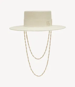 Double Chain Strap Boater Hat