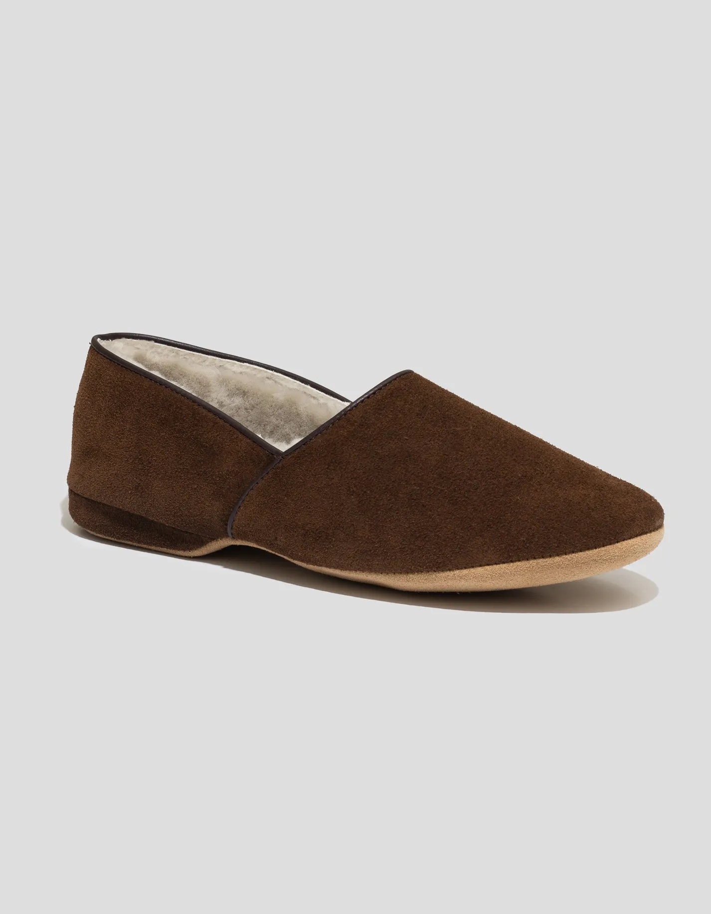 DRAPER SUEDE SLIPPER SHEEPSKIN LINED - BROWN