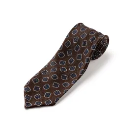 F. Marino 4 Fold Silk Brown Large Foulard Tie