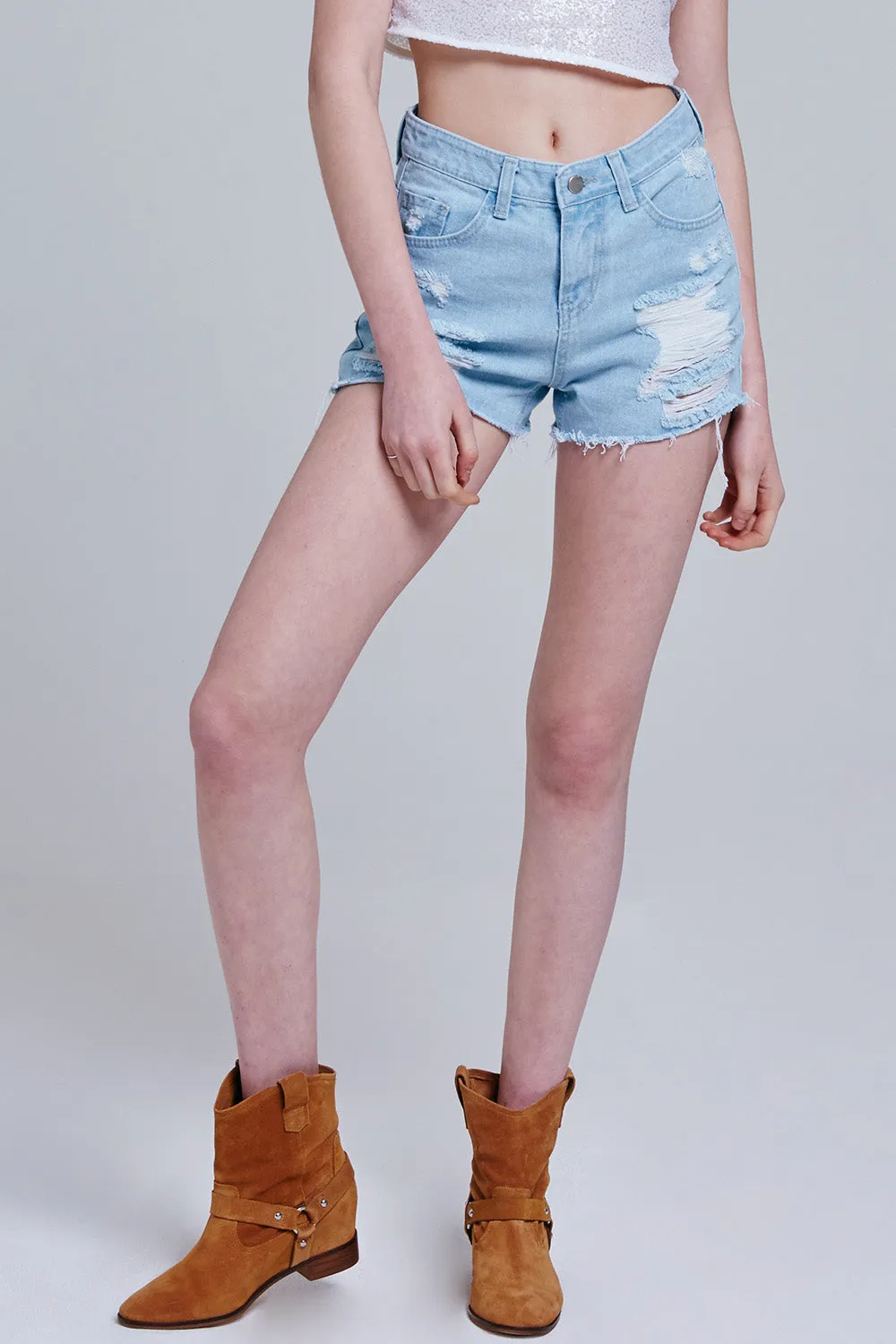 Faith Distressed Denim Shorts