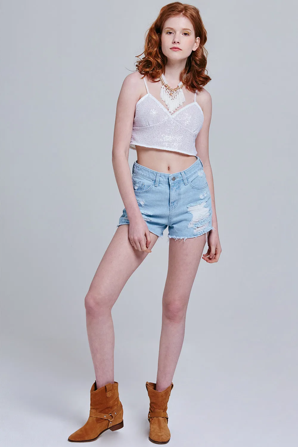 Faith Distressed Denim Shorts