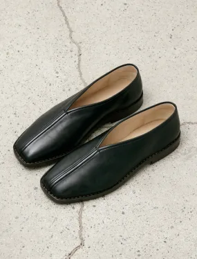 Flat Piped Slippers Black