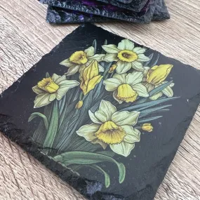 Flowers Slate Coasters - Daffodil