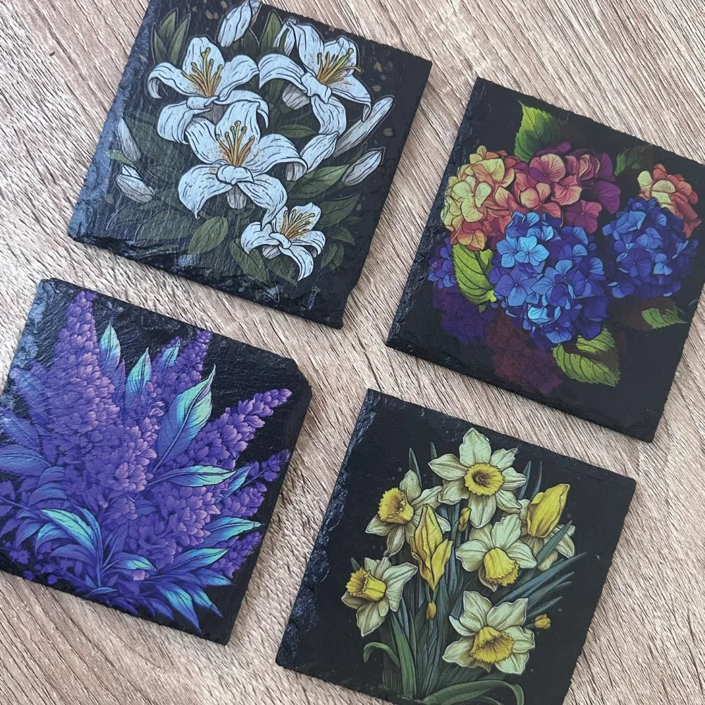 Flowers Slate Coasters - Daffodil