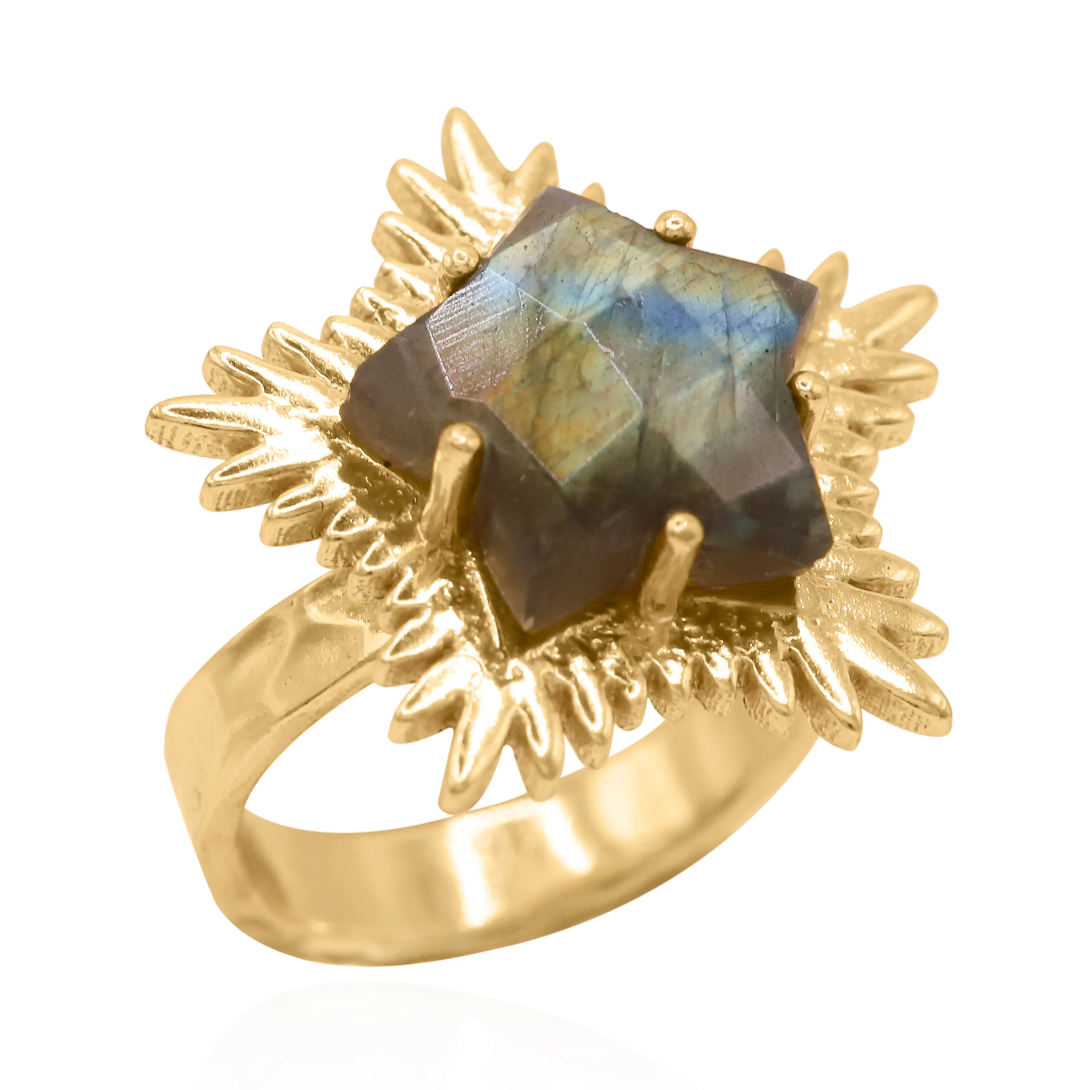 Gigi Labradorite Spiky Star Ring | 18k Gold Plated