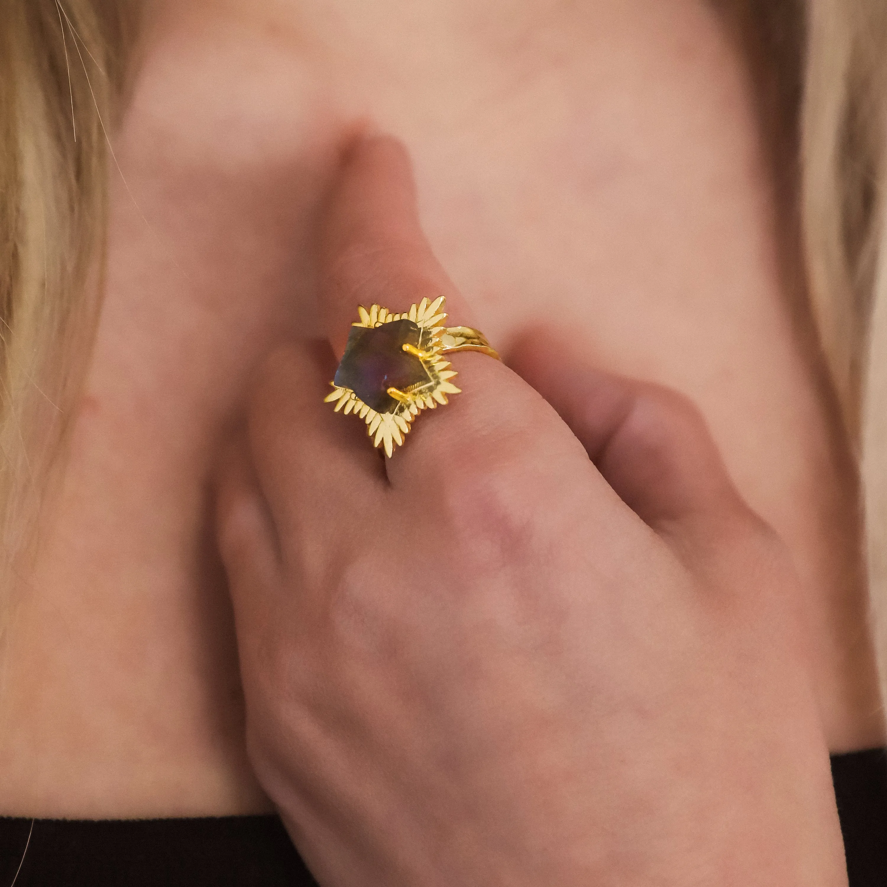 Gigi Labradorite Spiky Star Ring | 18k Gold Plated