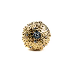 Gold and Crystal Adjustable Sea Urchin Ring