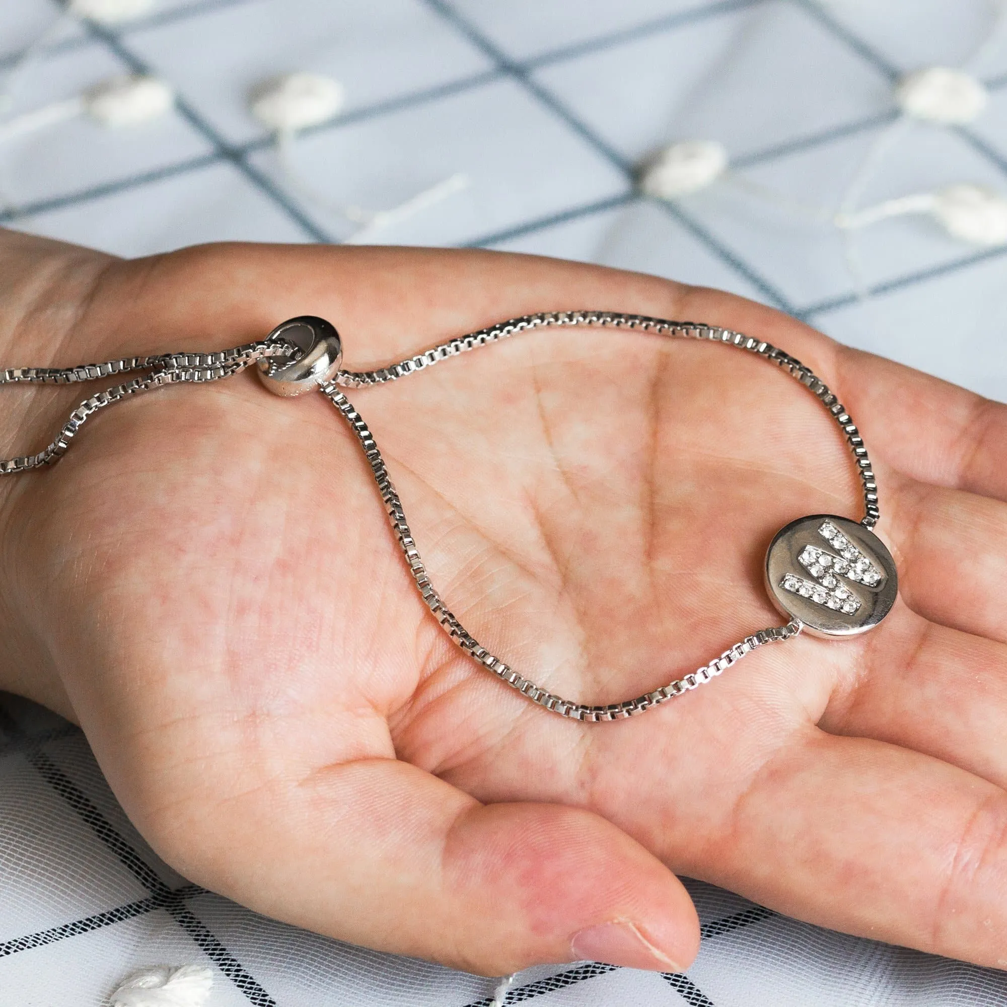 Initial Friendship Bracelet Letter M Created with Zircondia® Crystals