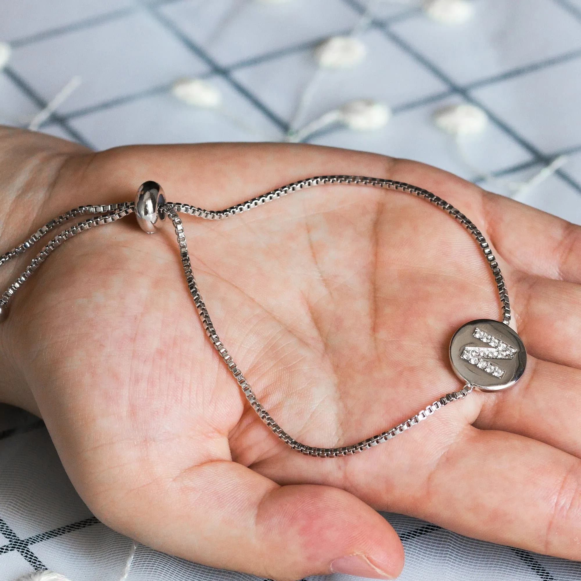 Initial Friendship Bracelet Letter N Created with Zircondia® Crystals