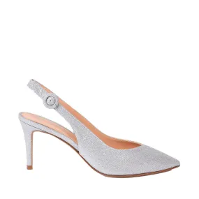 Jolanda Sling Back Pumps In Silver Glitter