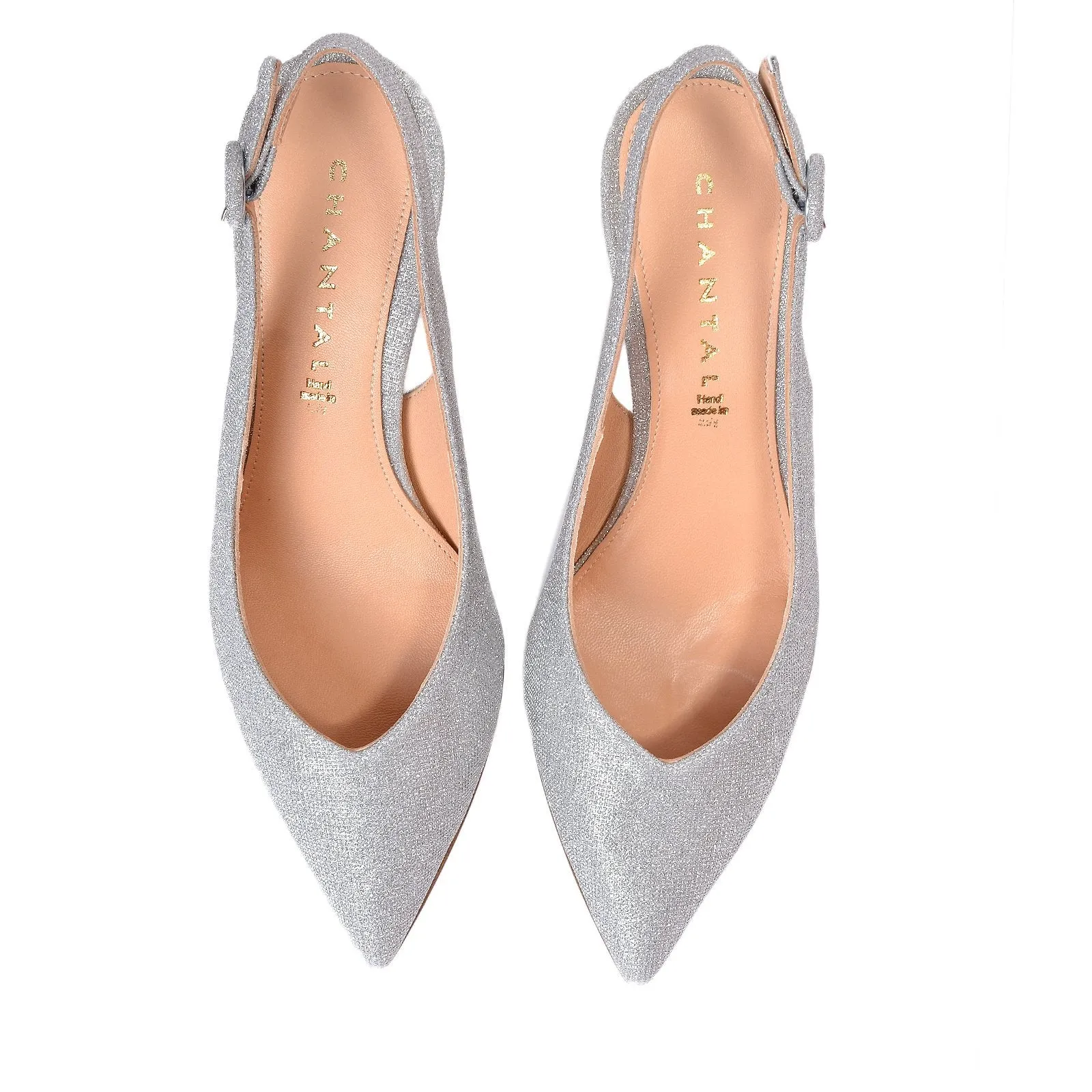 Jolanda Sling Back Pumps In Silver Glitter