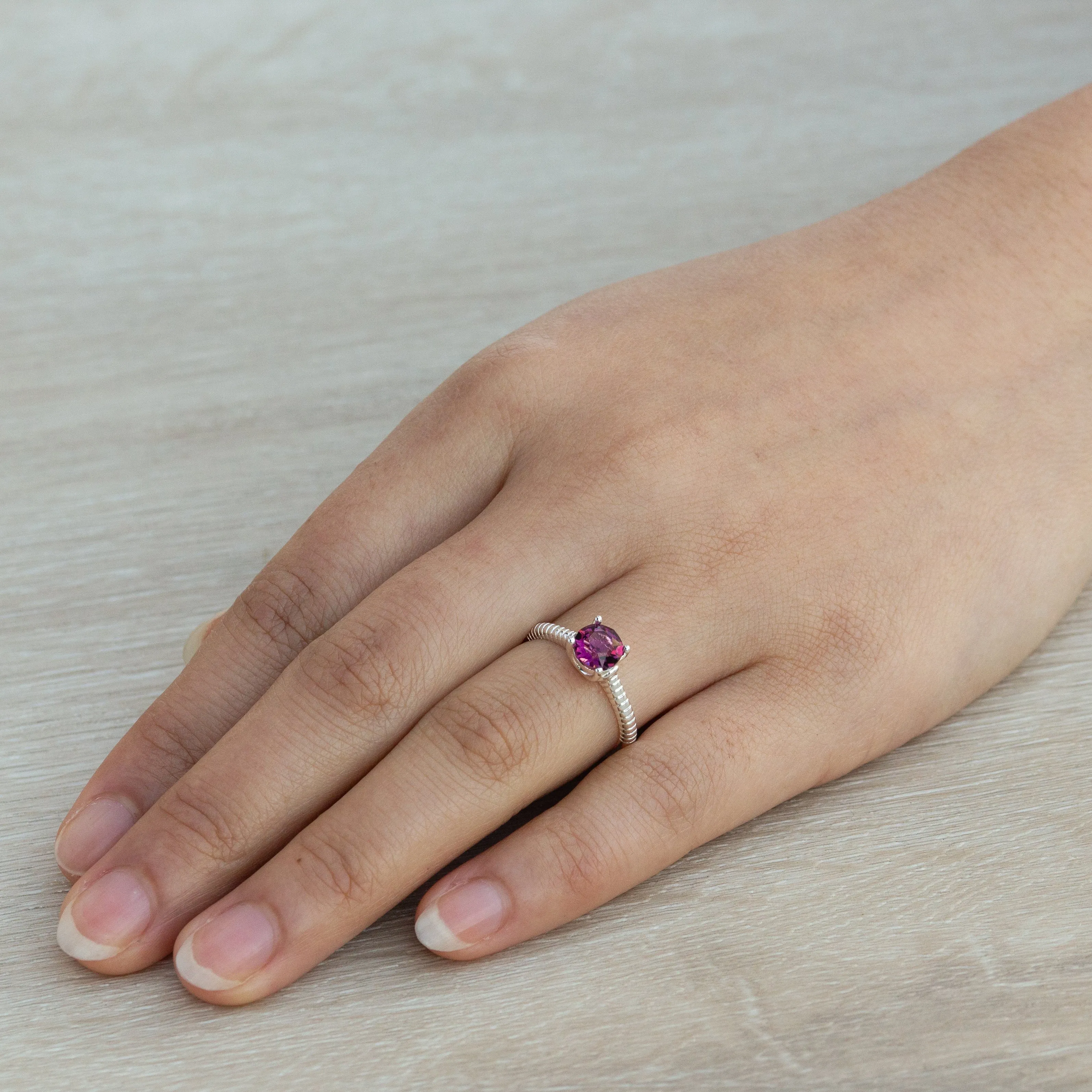 June (Alexandrite) Adjustable Birthstone Ring Created with Zircondia® Crystals