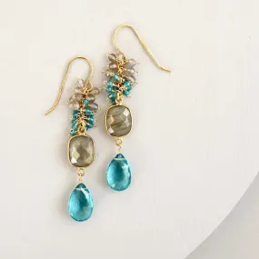 Labradorite Bezel Cluster Earrings